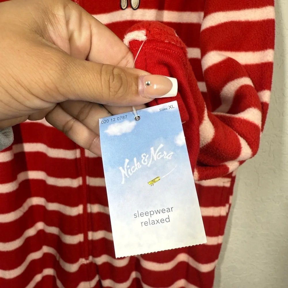 NWT Nick & Nora Footie Red Stripe Sock Monkey PJ